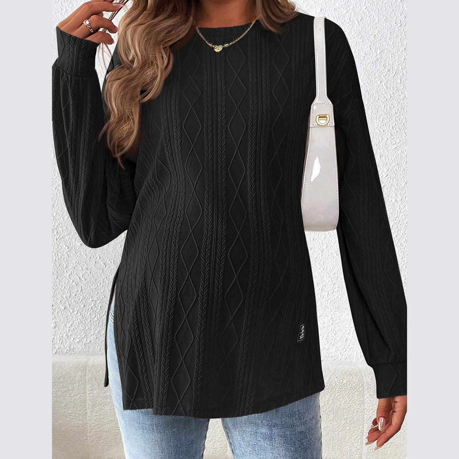 Bequemes, elastisches Schwangerschafts-Top für Freizeit- und Büro-Outfits, modisches Hemd, klassisch, Mutterschaft, Langarm-T-Shirt, Damen, T-Shirt, Polyester