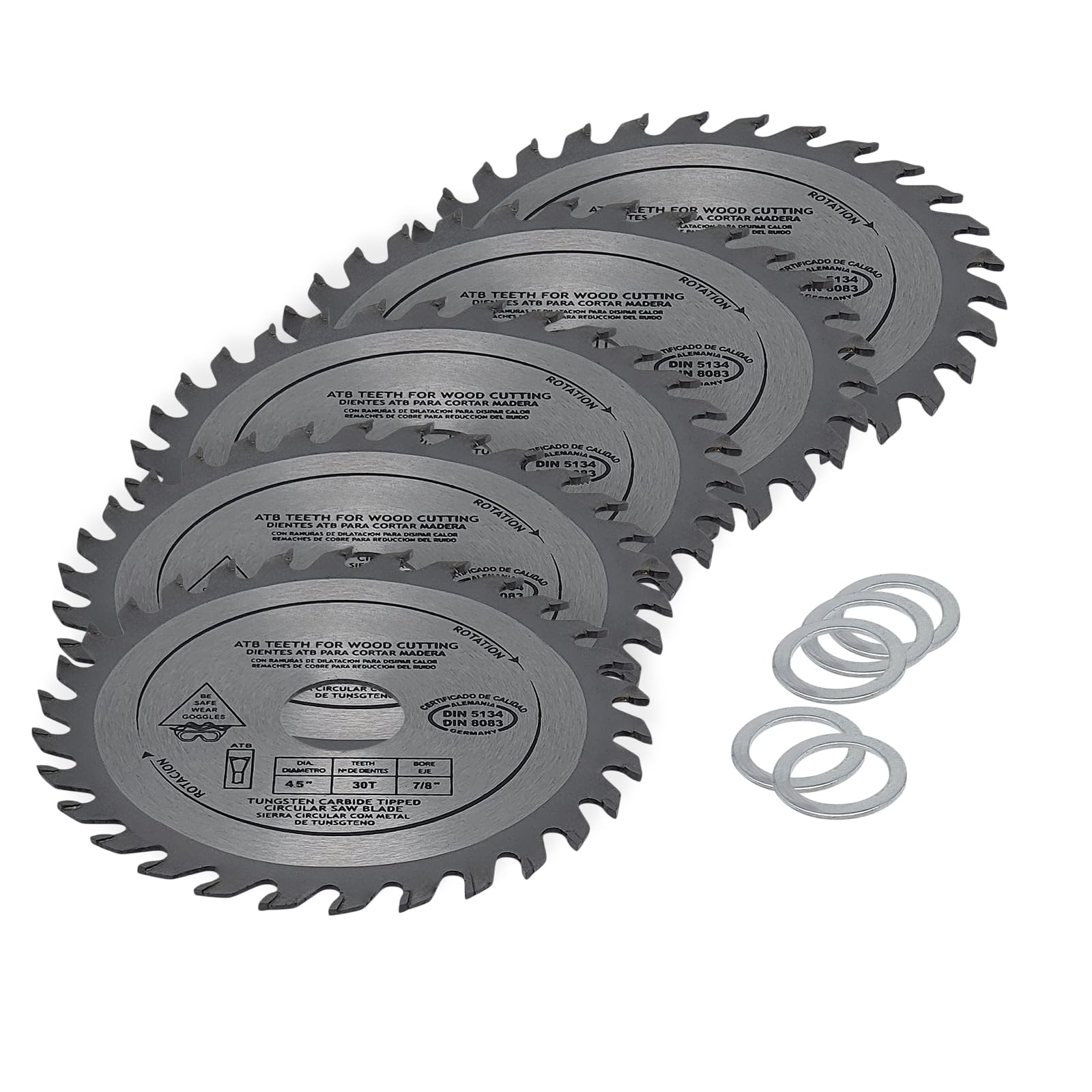FAST WORLD SHOPPING Holzscheibe 115 mm Winkelschleifer zum Schneiden von Holz und Gipskarton, Klinge Flex 30 Zähne, Widia 30 T, Heimwerker, professioneller Gebrauch (115 mm, 5 Stück)