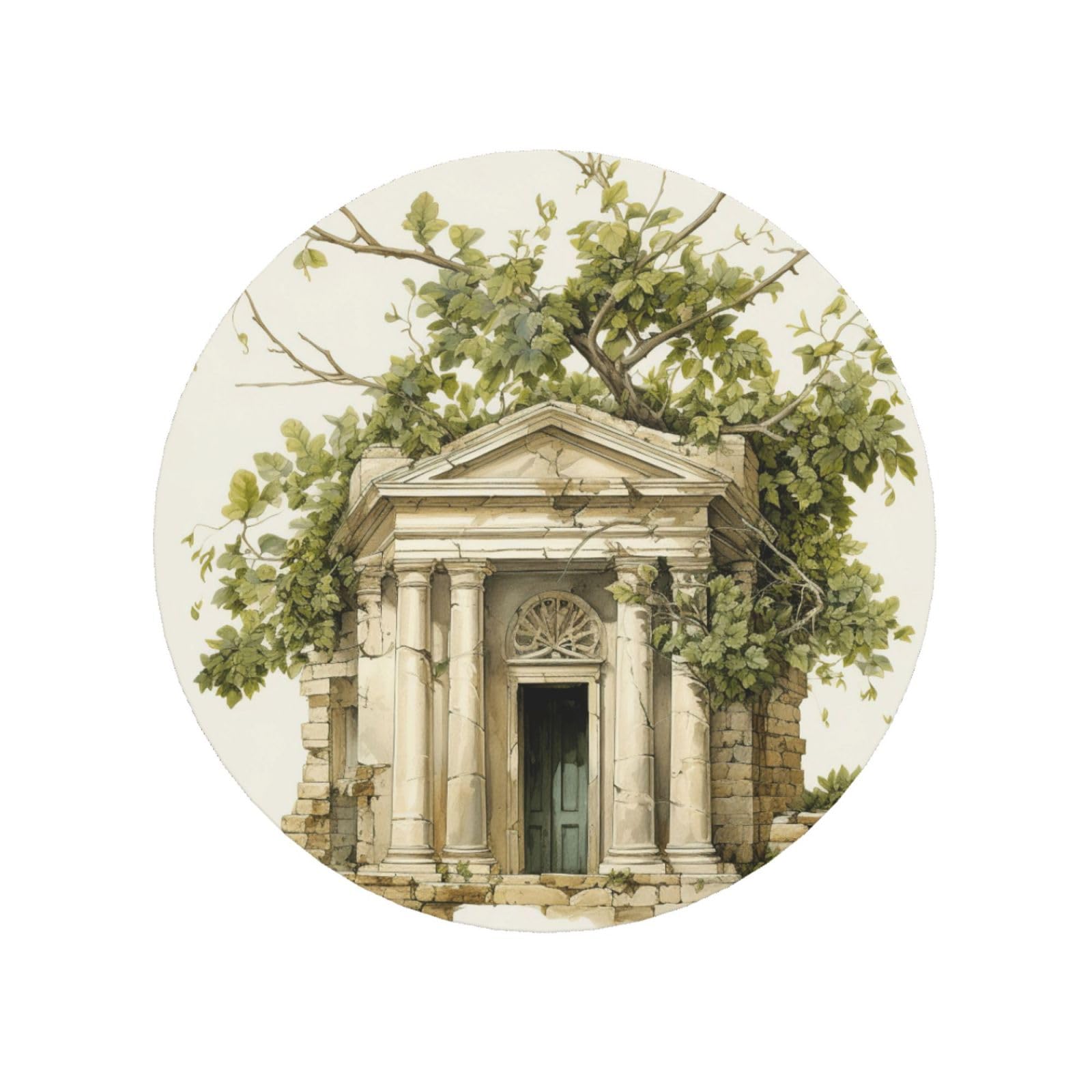 Antique Building With Roman Olive Branch And Greek Print Refrigerator Magnet,Magnets For Refrigerator Decoration, Kitchen, Office, Wall