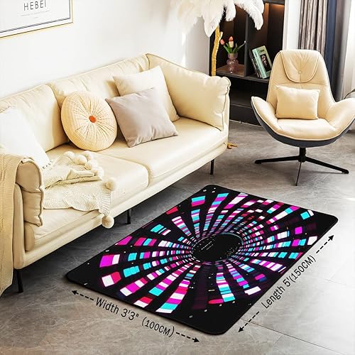 Miniatura 2 de Trippy - Alfombra decorativa de 5 x 7 pulgadas, diseño geométrico abstracto moderno, para niños y adolescentes, colorida alfombra cuadrada rosa para