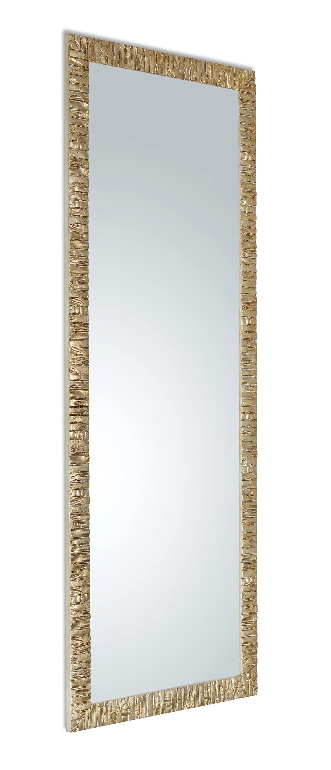 MO.WA Miroir Mural Long Moderne, Miroir Mural 55x145 Cadre Bois Argent Antique, fabriqué en Italie, Grand Miroir Pleine Longueur