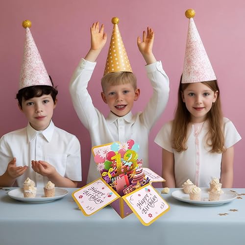 Miniatura 7 de Tarjeta de regalo 3D de feliz cumpleaños, tarjetas de felicitación de cumpleaños desplegables de papel con tarjeta en blanco y sobre, regalo único