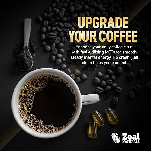 Miniatura 6 de Zeal Naturals Cápsulas de aceite MCT puro, 3000 mg, 360 cápsulas blandas | Aceite C10, C8 MCT coco sin refinar | Suplemento de apoyo energético y