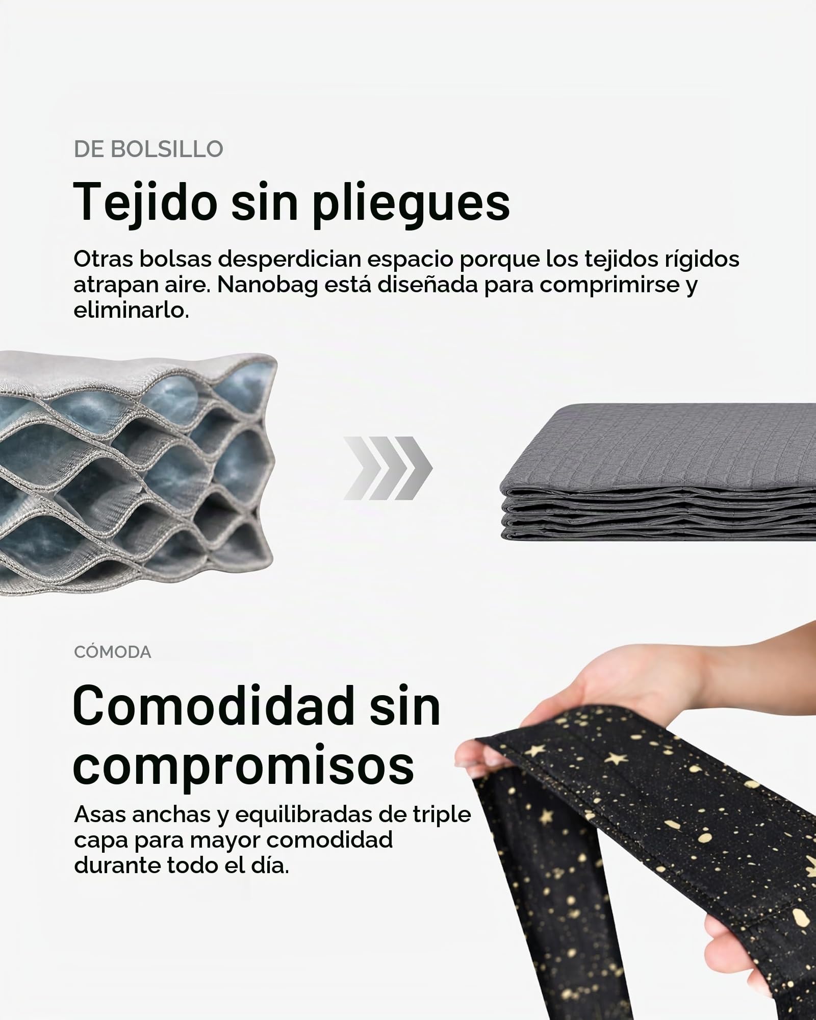 Nanobag - Bolsa de la compra compacta ultraligera, reutilizable, pequeña y ecológica, plegable, multiusos y elegante