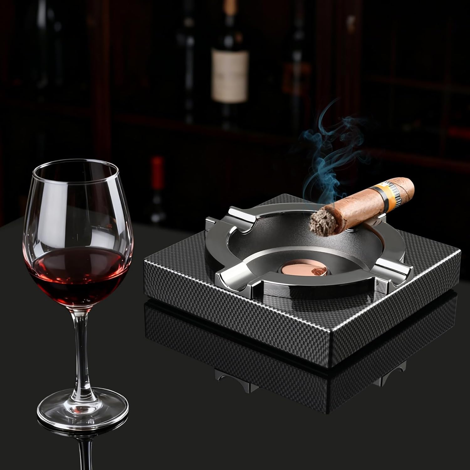 Cigar Ashtrays,Outdoor Large Ring Gauge Unbreakable Metal Ashtrays for Backyard/Patio/Outside/Indoor/Cigar Room/Living Room