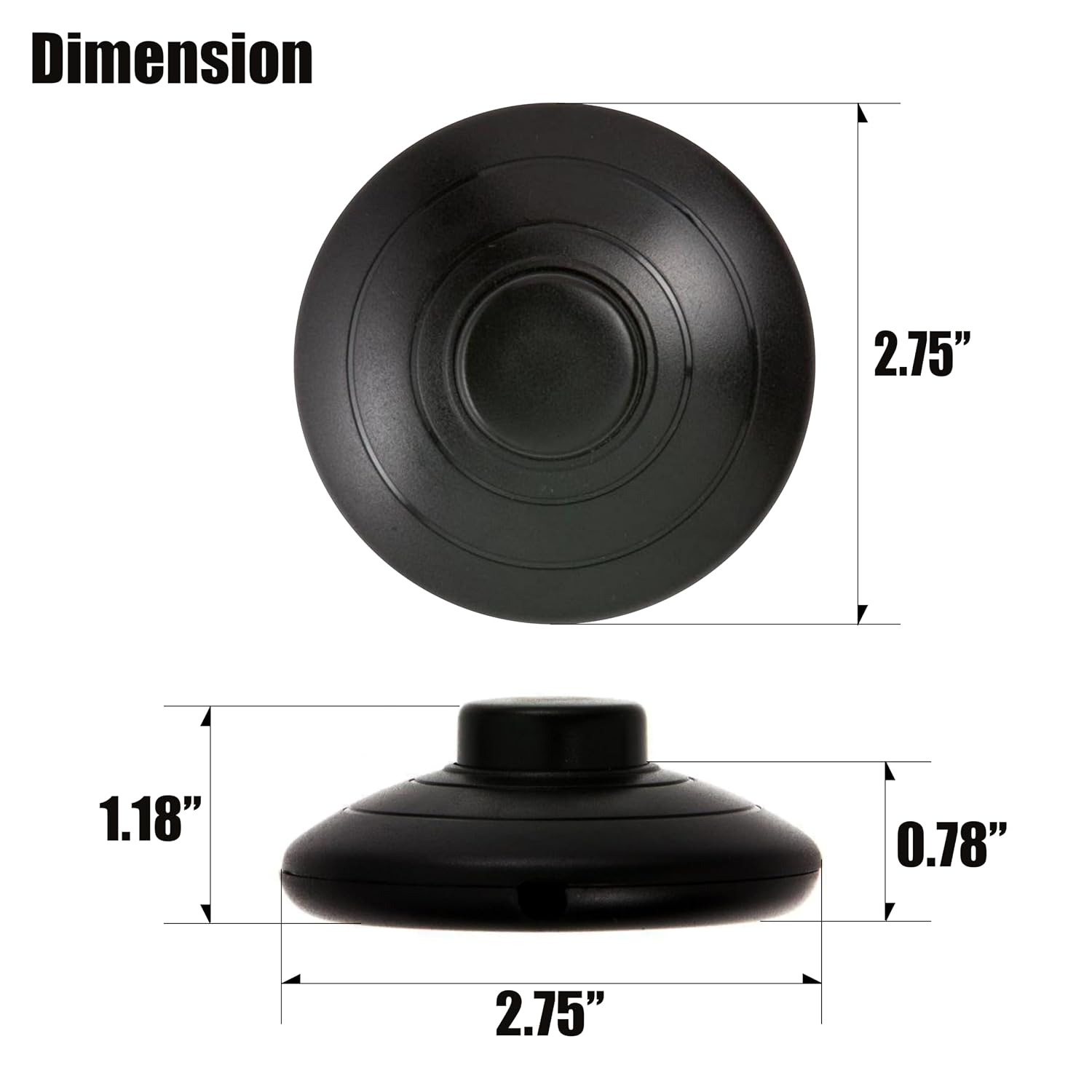 UL-Certified 4-Pack Foot Pedal Switch, Round Floor Lamp Inline Switch with Step-on Button, Easy DIY Installation for Floor Lamp On-Off Control Replacement (Black)