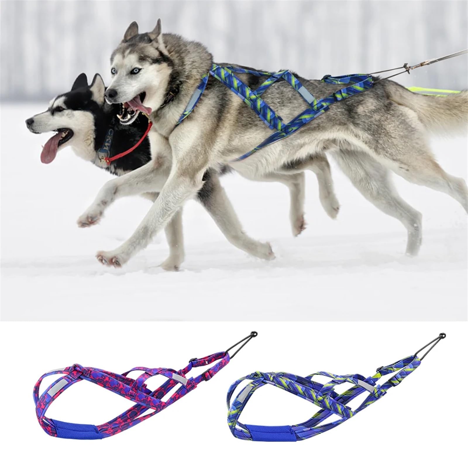 Arnes de Tiro para Perros Arnés reflectante for trineo de perros, ajustable, for perros grandes, con capacidad de tracción, for trineos de mascotas, for perros medianos y grandes, for esquiar y esquia