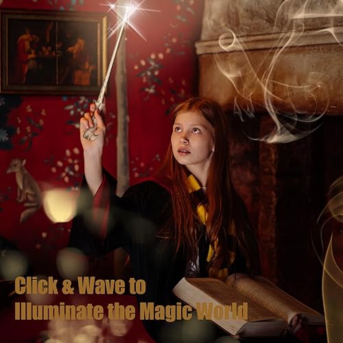 Miniatura 6 de Napto Varita de mago iluminada, varita mágica de brujas para cosplay, accesorios de cosplay de brujería con collar, fiesta de cumpleaños (formable)