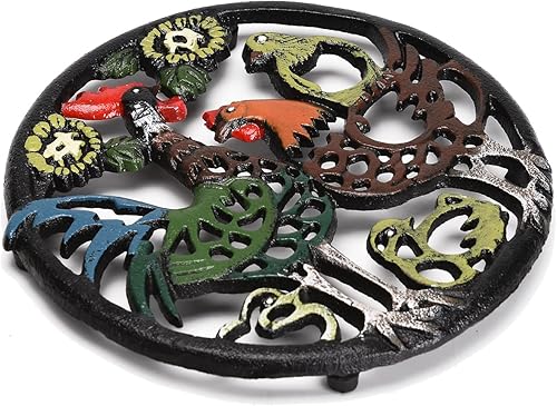 Miniatura 8 de BRASSTAR Salvamanteles coloridos de hierro fundido con estampado de pollo para ollas calientes, sartenes, platos, cocina decorativa o mesa de