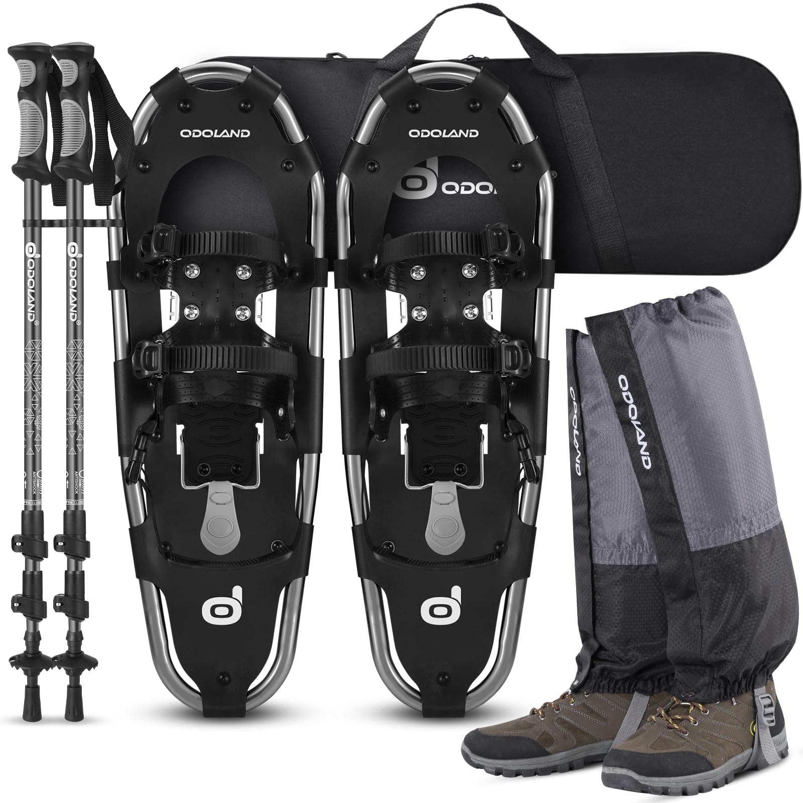 21/25/30 Inch Snowshoes with Trekking Poles for Men Women Youth, Waterproof Snow Leg Gaiters and Carrying Bag, Lightweight Aluminum, Heel Lift, Snow Shoes Easy to Wear