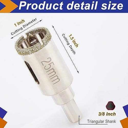 Vista 58 de Sierra perforadora de diamante de 7/8 pulgadas con broca piloto, brocas para azulejos de 7/8 pulgadas para granito, cerámica, azulejos de porcelana