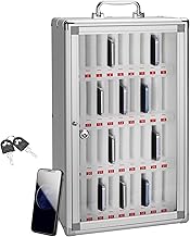 36 Slots Cell Phone Locker,Pocket Chart Cell Phones Storage Cabinet for Cell Phones,Wall-Mounted with a Locked, Lock Box for Phone with Handle for Enterprise & Classroom - Silver
