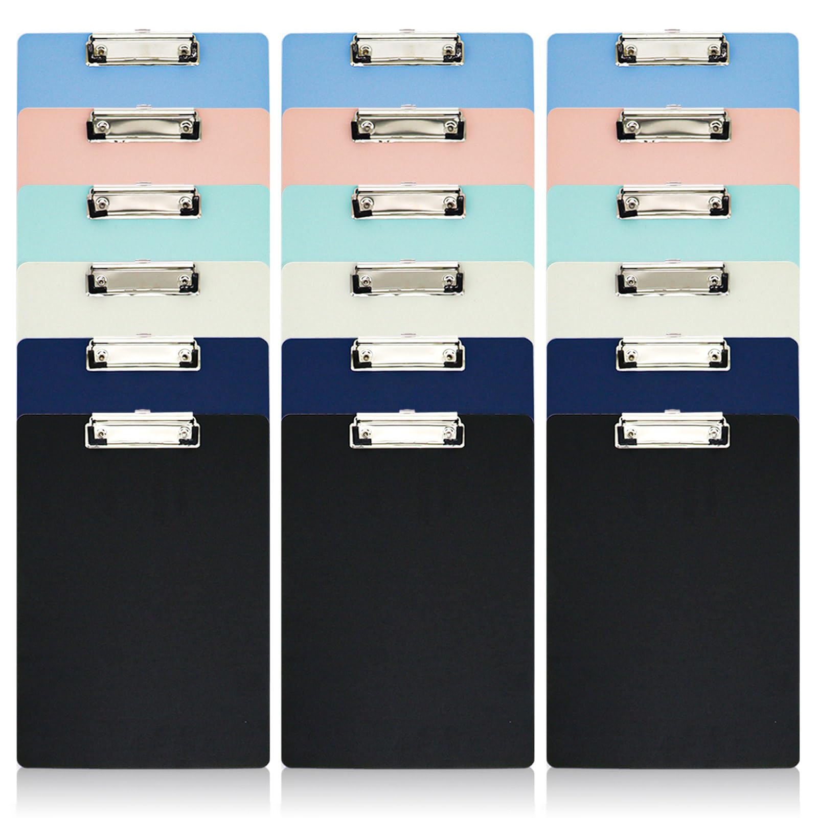 BOMEI PACK Confezione da 18 tavolette portablocco colorate, in plastica, per aule e ufficio, formato A4, 31 x 22,9 cm