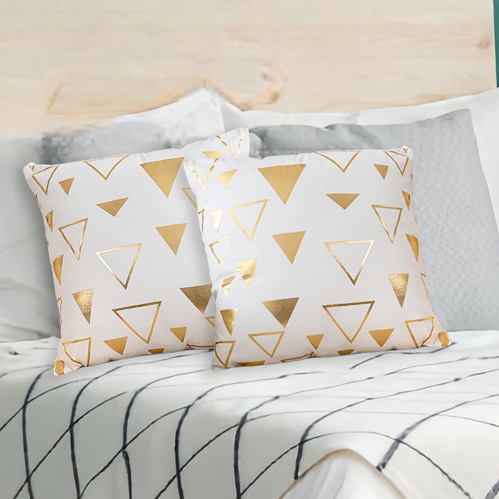 Betadistor Cushion Covers Cushions for Sofa Modern Decorative Square Luxury Pillowcases for Couch Living Room Sofa Bed with Invisible Zipper 45cm x 45cm 18x18 Inches 2 Pieces 523-0513 - Image 2