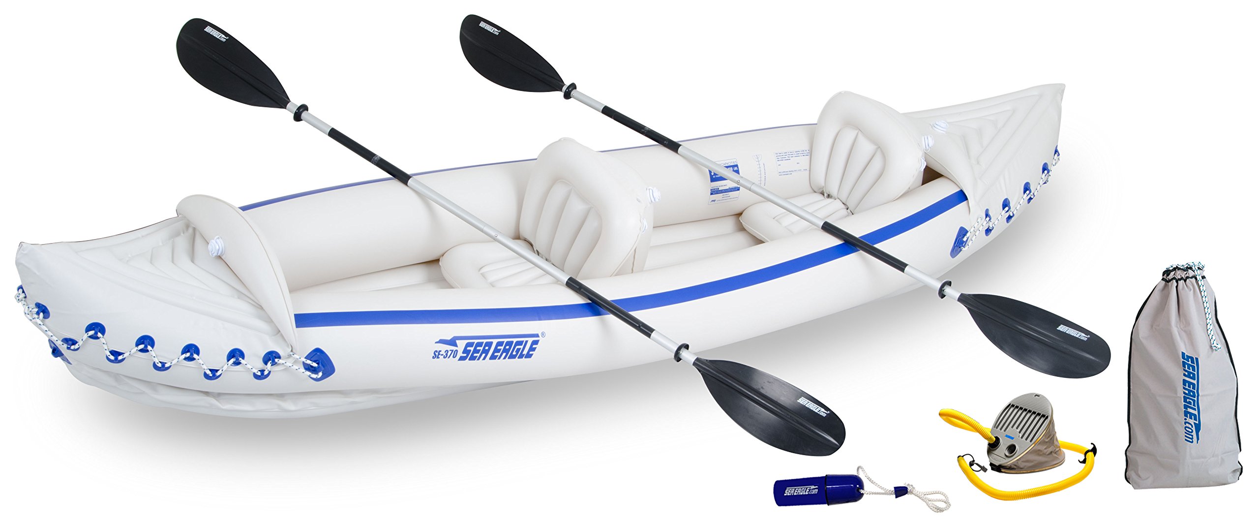 Sea Eagle 3 Person Inflatable Portable Sport Kayak Canoe w/Paddles Deluxe: White