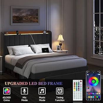 Amazon.com: TIGUBFRE Full Size Bed Frame with LED Lights and