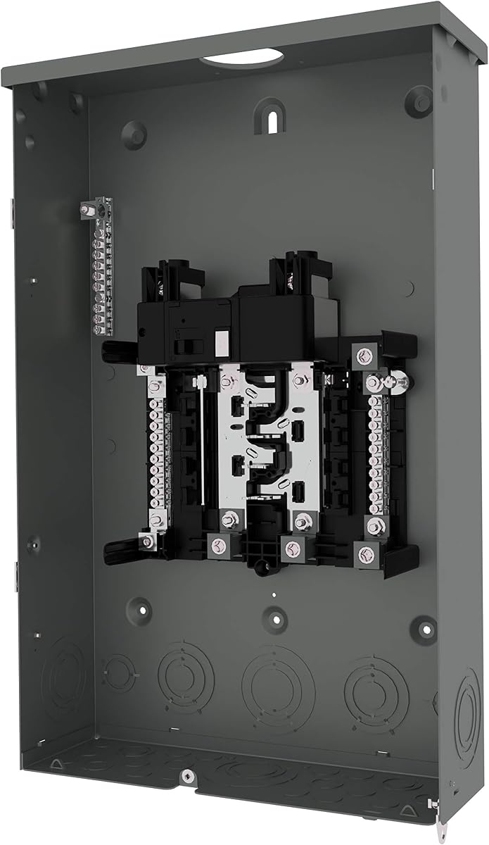 Panel de remolque neutro enchufable con disyuntor principal serie PN de 200 A, 8 espacios y 16 circuitos para exteriores con bus de cobre