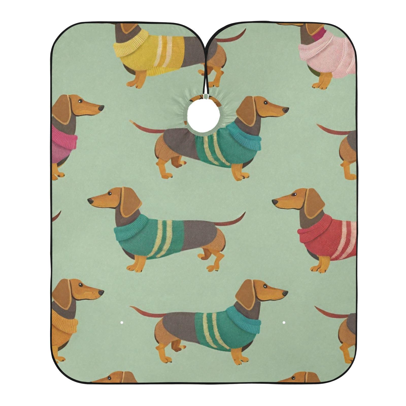 Hezely Cute Dachshunds Hair Dye Cape, Barber Cape for Adults,Waterproof Salon Cape,Waterproof Hairdressing Styling Hair Cutting, 65