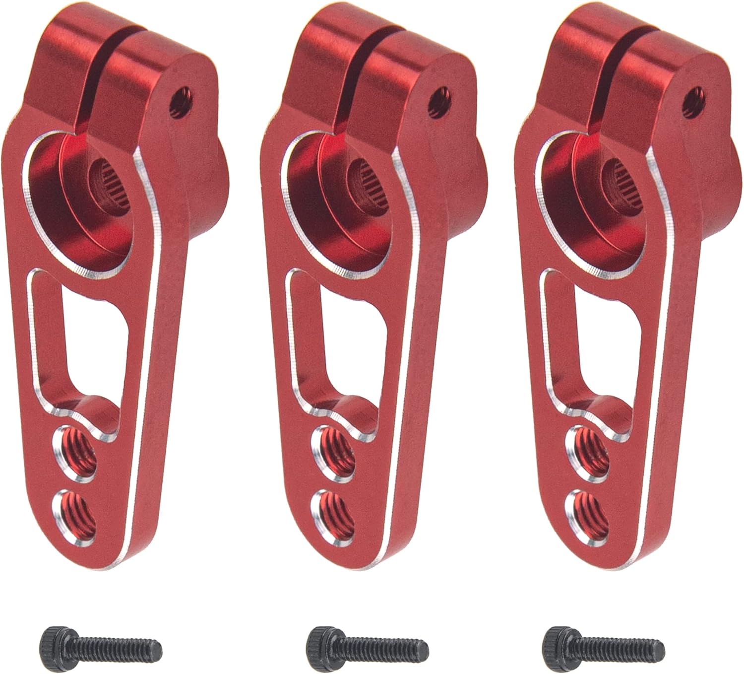 3Pack ShareGoo Metal 25T Servo Horn,25 Teeth Spline Steering Arm Server Rocker Compatible with Futaba Savox Power HD MG995 MG996 Servos Motors for RC On Road Touring Car Truck Models Boat (Red)
