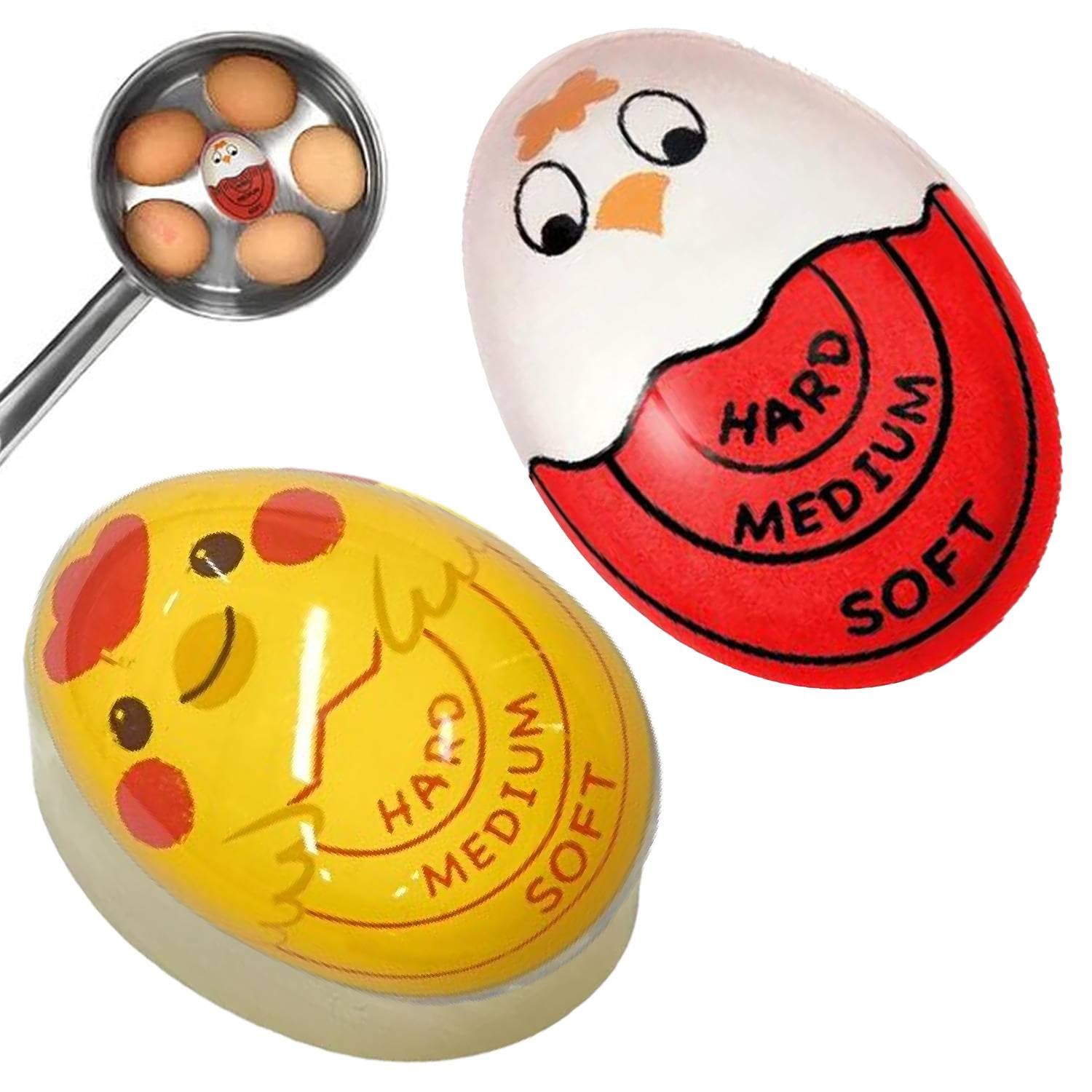 Egg Timer 2 Pack - Color Changing Boil Egg Timer - Accurate and Easy-to-Use Egg Boiler Timers - Perfect for Soft, Medium, and Hard Boiled Eggs - Heat Sensitive for Perfect Results Every Time