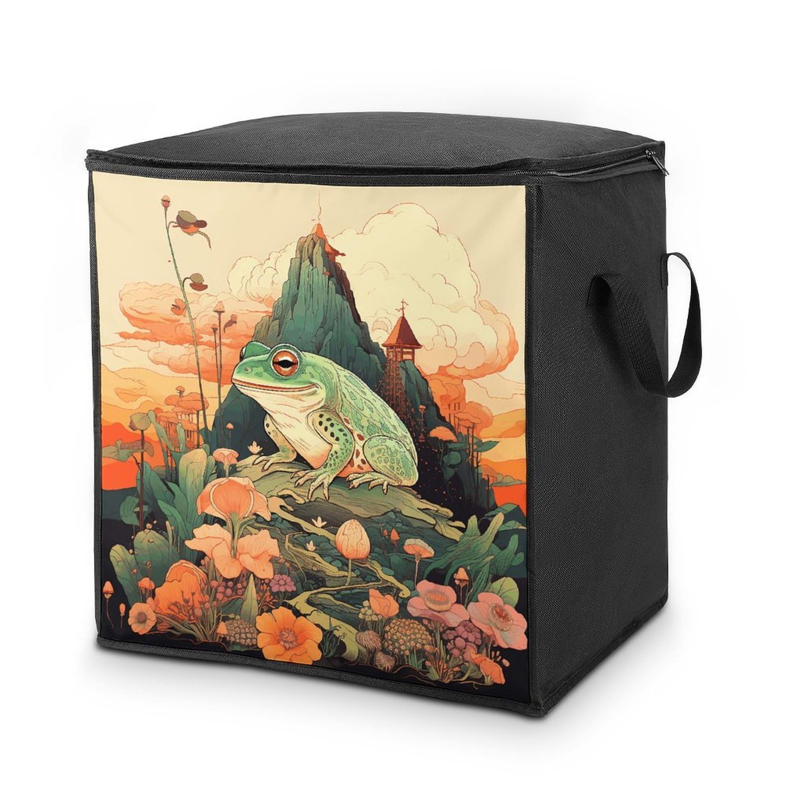 Fekiloot Style Frog On Mountain Storage Bags With Reinforced Handles,Moving Bag With Zipper,Closet Organizers,Compression Packing Cubes