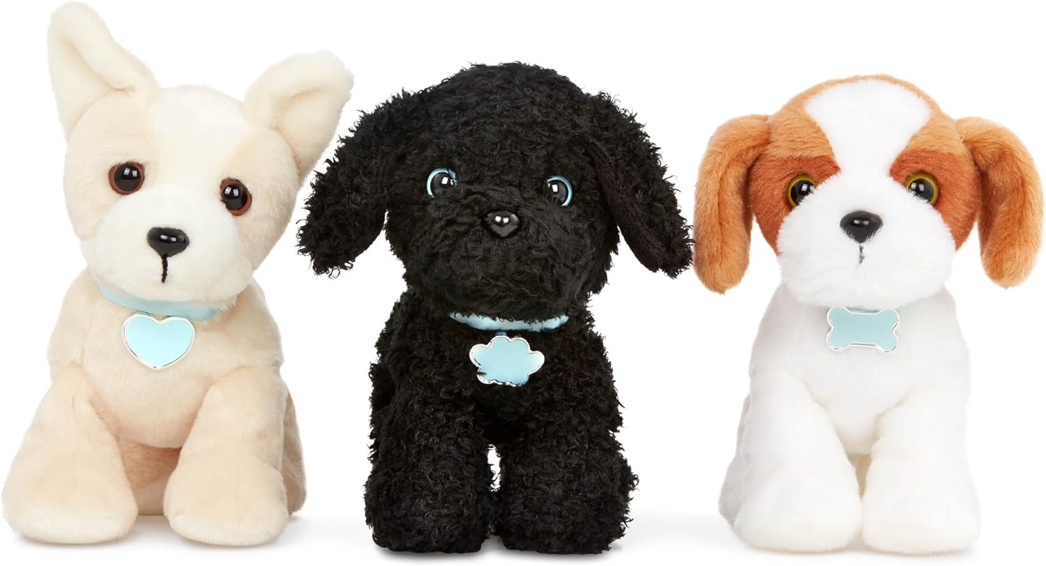 Pucci Pups – Adopt-a-Pup – Shih Tzu, Chihuahua, Poodle – Plush Toy Dogs with Dog Bed – Plush Dog for Kids 2+ Years