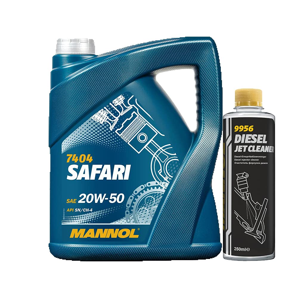 MANNOL 5l, 7404 Safari 20W-50 API SN/CH-4 + Diesel Jet Cleaner Düsenreiniger - Kraftstoff Additiv 250 ml