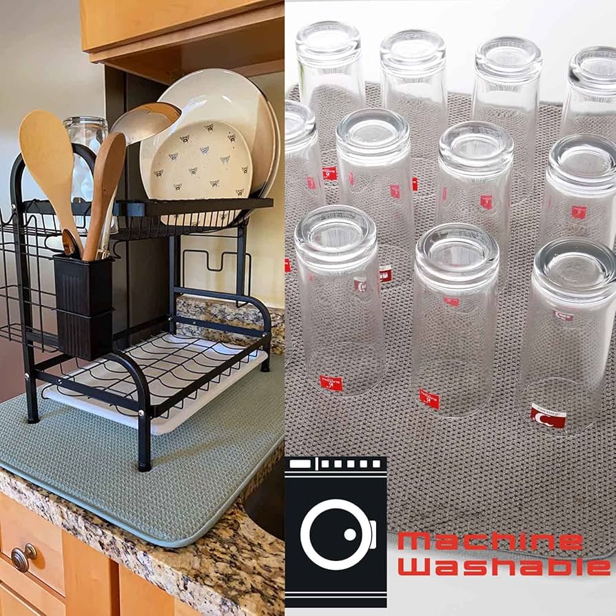 Amazon.co.jp: マイクロファイバー食器乾燥マット、大きな吸収性