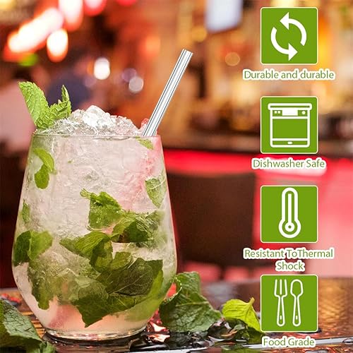 Miniatura 5 de Pajitas de repuesto para vaso Stanley, 6 popotes de plástico transparente de 12 pulgadas de largo, popotes reutilizables con cepillo de limpieza