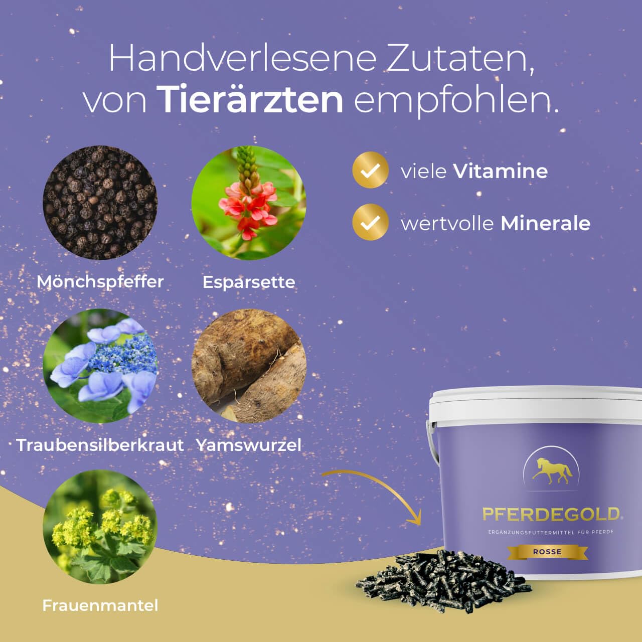 Rosse 1,5kg - Pferde Pellets mit Mönchspfeffer & Yamswurzel | Unterstützt Rossezeit - 100% Natürlich - hohe Bioverfügbarkeit