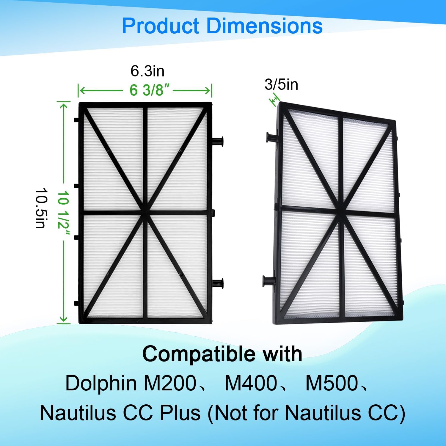 8 Pack, Ultra Fine Filter Panels for Dolphin M400/M500/M200/Nautilus CC Plus Robotic Pool Cleaners - Replaces Part 9991432-R4