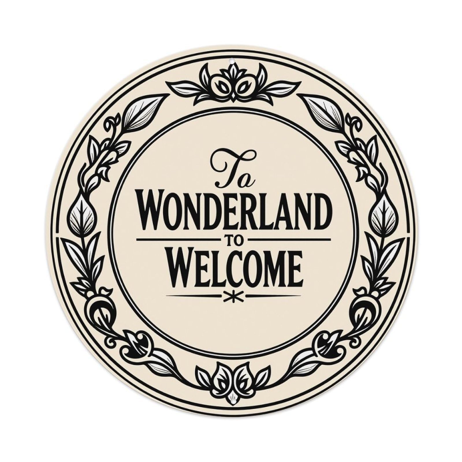 Circular Floral Frame Text Design Vintage Metal Tin Sign Retro Wall Decor for Home Bar Garage Cafe, Indoor & Outdoor Decorative，circle Metal Poster, 8x8 Inch