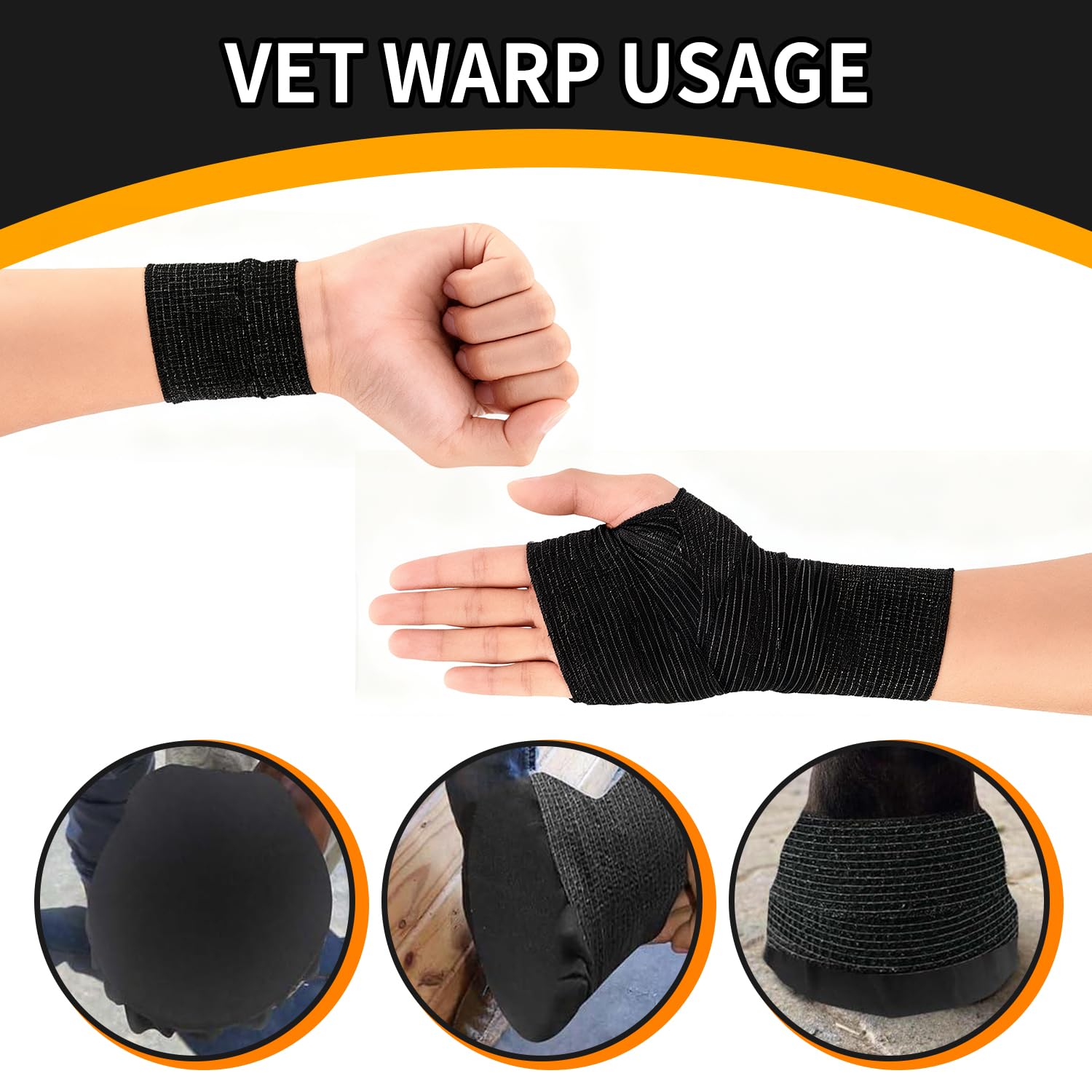 Youven 6 Pack Horse Hoof Tape with 2 Rolls of Vet Wrap, Strong Sticky Wraps, Magic Cushion Hoof Packing, Thrush Treatment for Horses, Horse Supplies for Real Horses - image 7