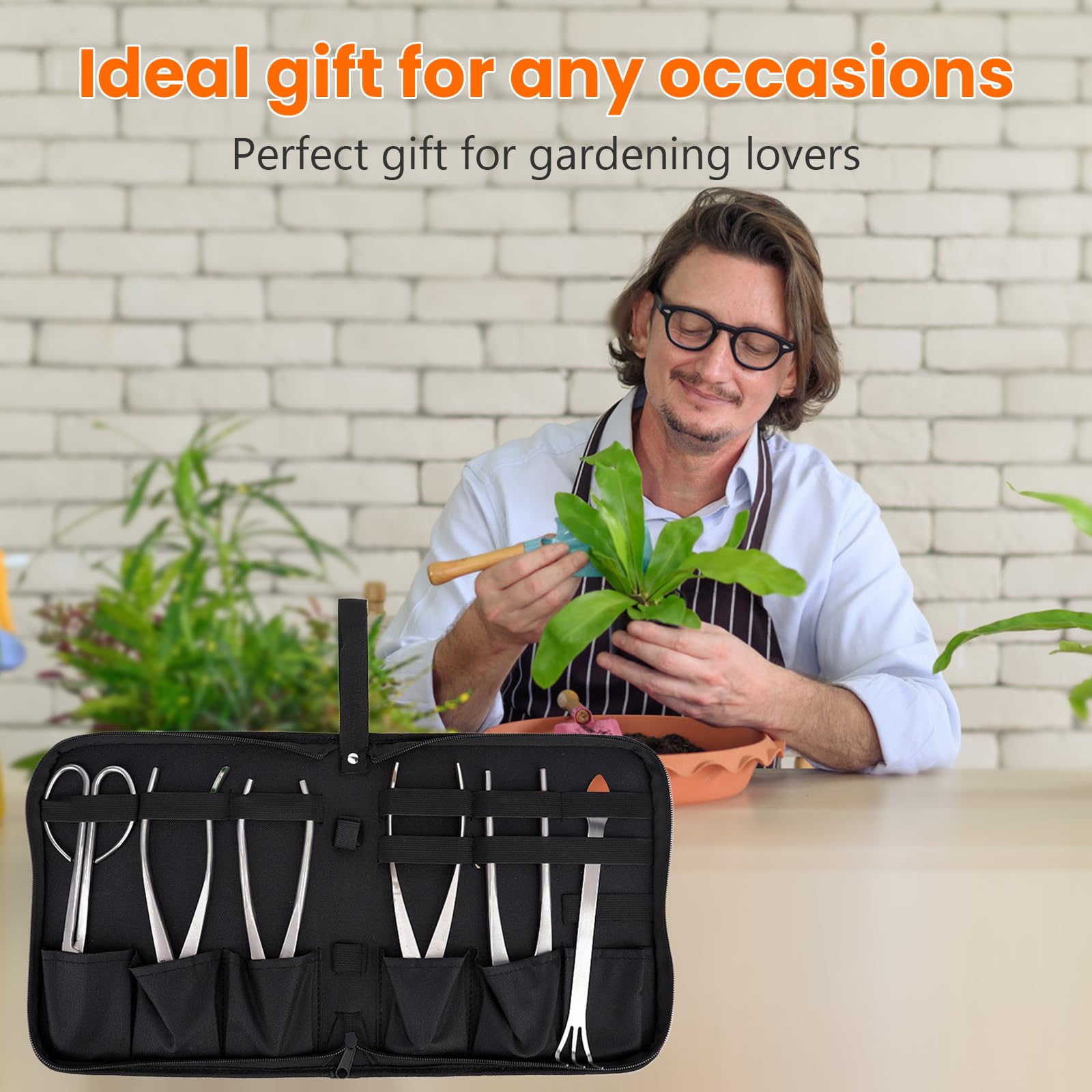 Juego de Herramientas for Bonsái, 6 Piezas Kit de Herramientas for Principiantes de Interior for Árboles Suculentos de Jardinería, Herramienta de Corte de Recorte de Acero Inoxidable con Bolsa de Alma