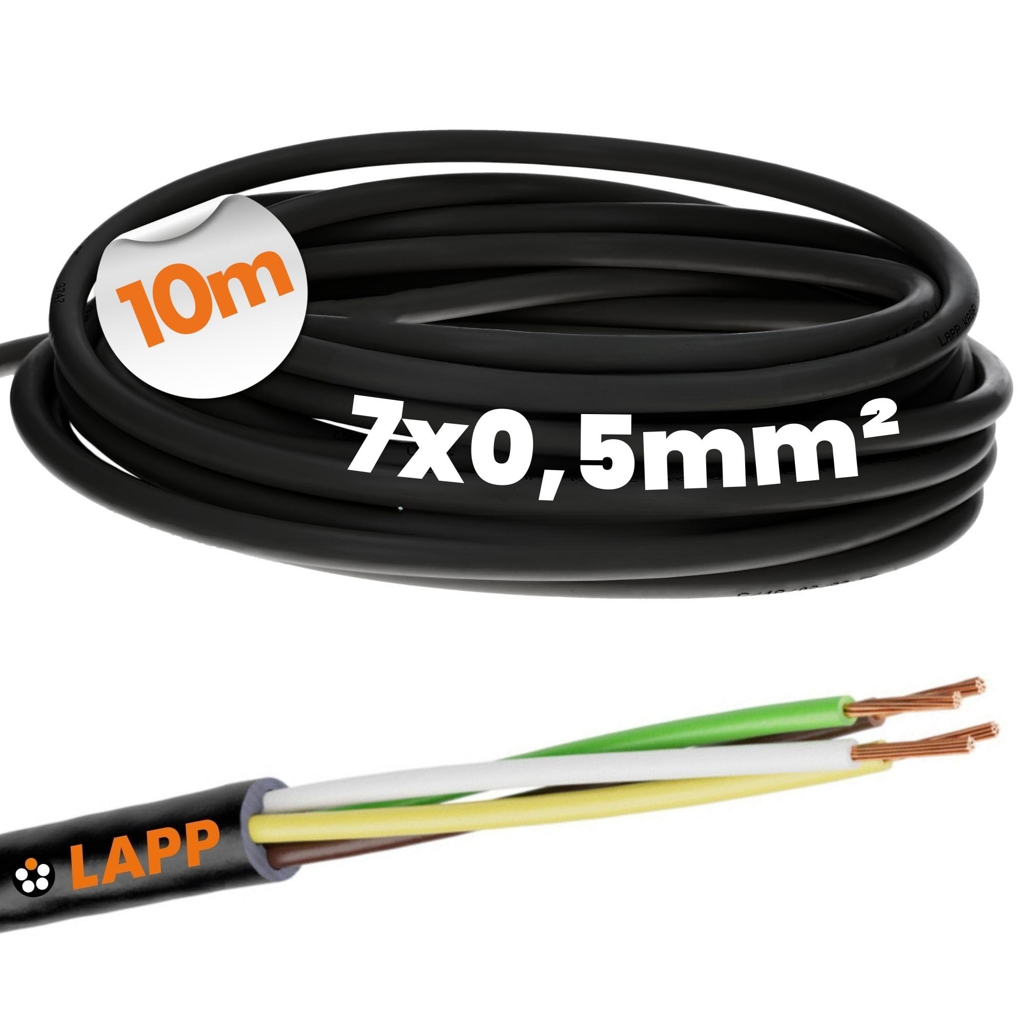10 meter Lapp 1030517 LiYCY afgeschermde besturingskabel 2 x 0,5 mm² I UV- bestendig I signaalkabel 2-aderig I datakabel voor buiten I soldeerkabel I aansluitkabel zwart