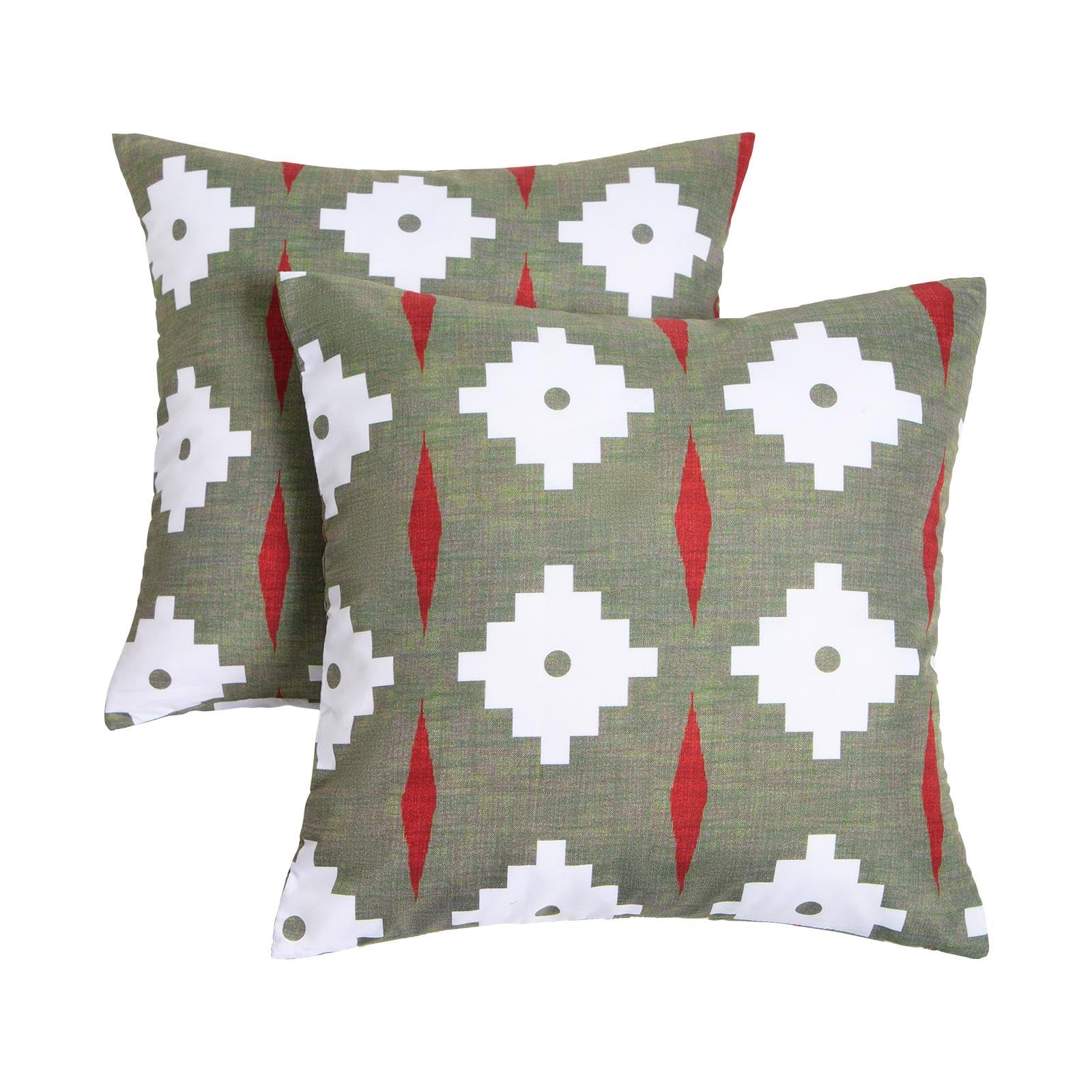 Ohs Olive - Geometric Geometric Outdoor Cushions Waterproof Decorative Cushion Covers 45 X 45 Set Of 2 Super Soft Patio Garden Cushions Home Decor Throw Pillow Covers With Invisible Zipper, Olive