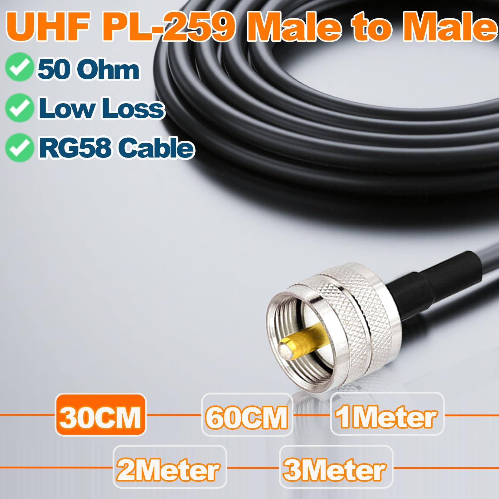 Bingfu Support Antenne Acier Inoxydable + Câble Coaxial RG58 5m PL259 SO239 - Montage Robuste Pour Radio Amateur
