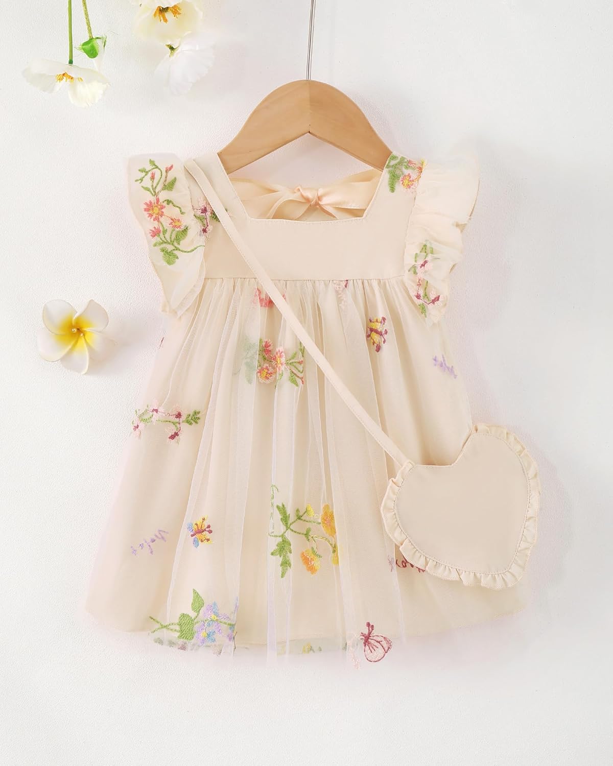 Kucnuzki Baby Girl Clothes Toddler Girls Summer Fairy Tulle Dress Ruffle Fly Sleeve Casual Sundress Cute Outfit for Kids