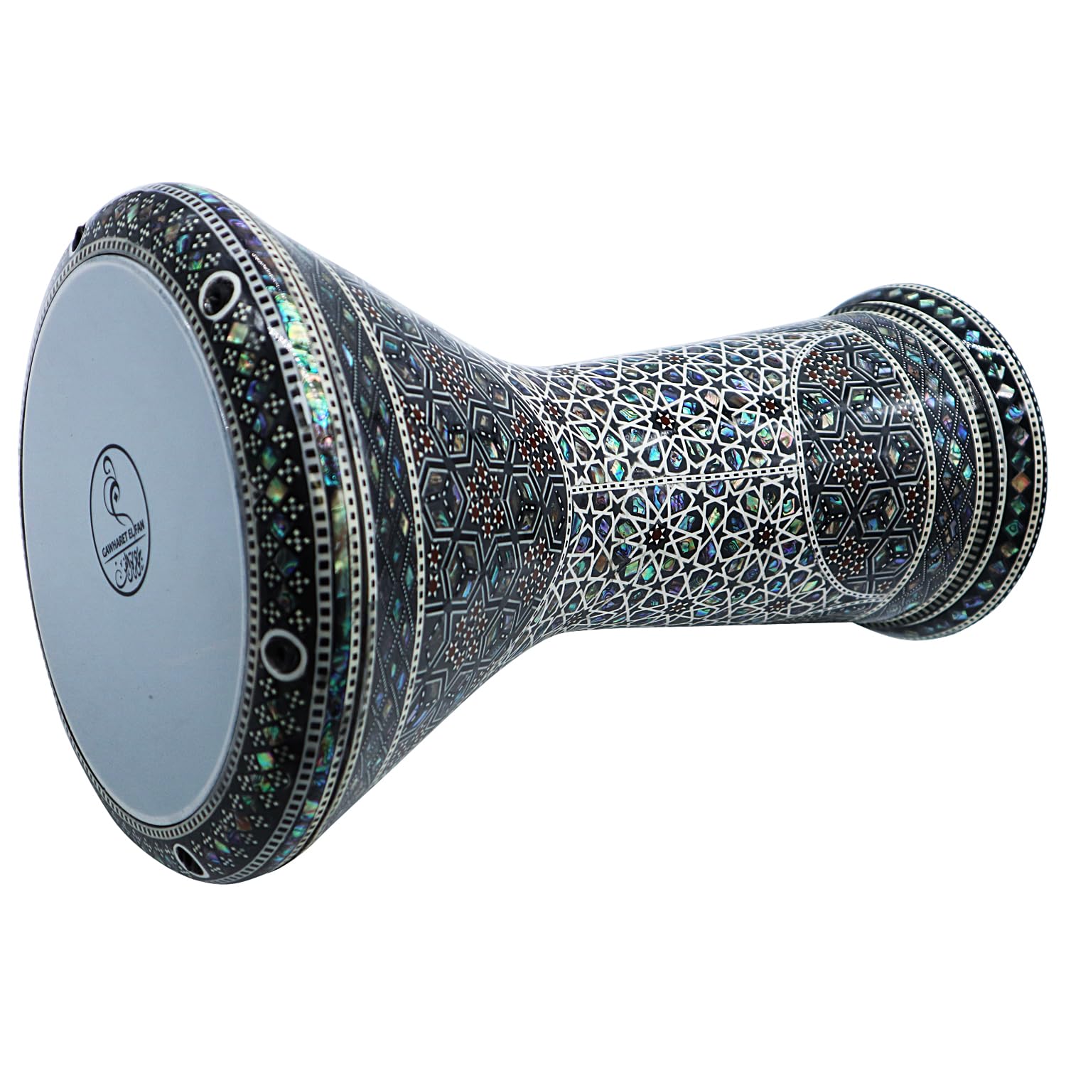 Darbuka Doumbek egipcio Gawharet El Fan de 44,5 cm (nácar auténtico), color verde (Rigel)