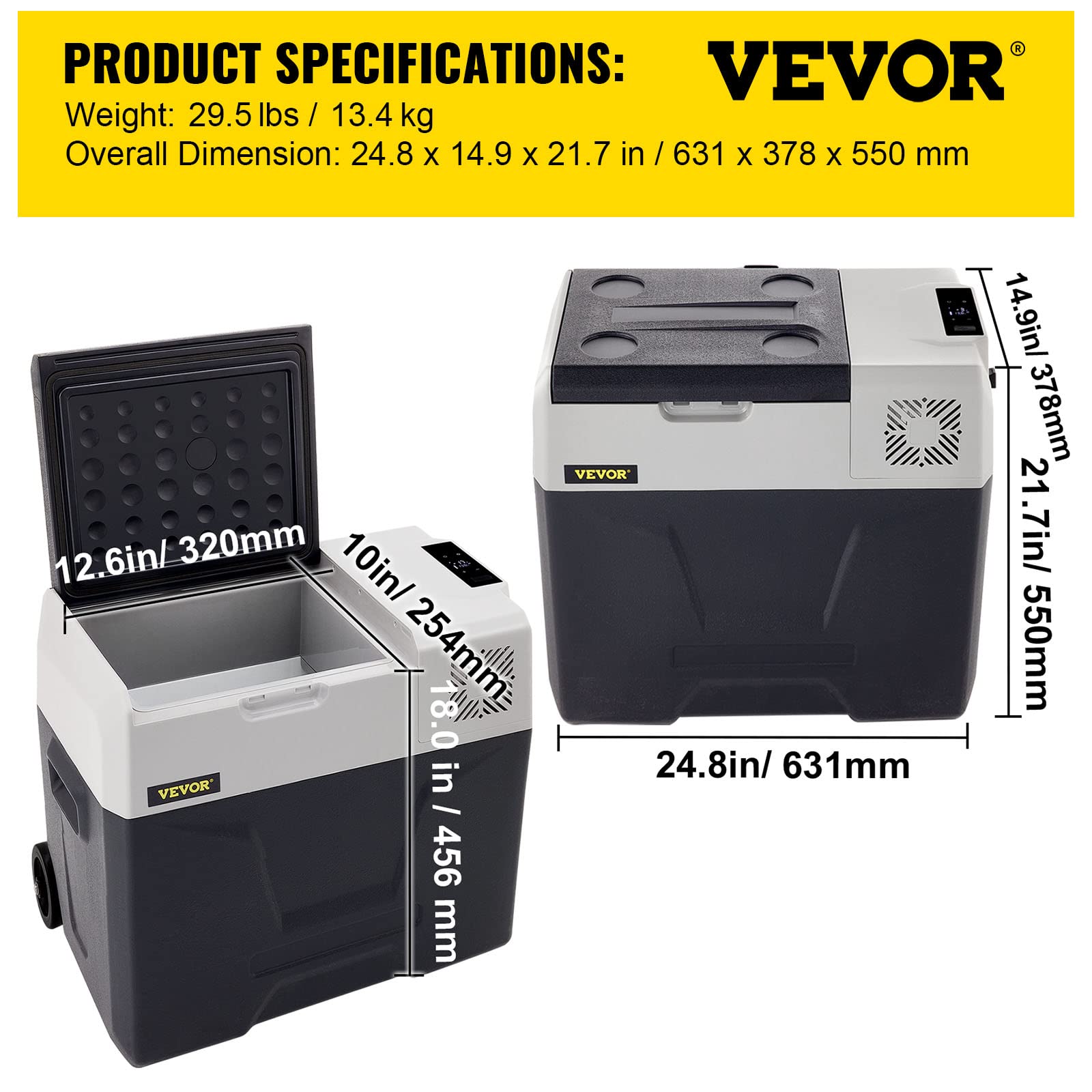 VEVOR Frigorifero termoelettrico portatile 50 L frigorifero da viaggio per auto frigorifero portatile elettrico da viaggio per auto mini frigorifero per auto mini frigorifero per bevande con LCD