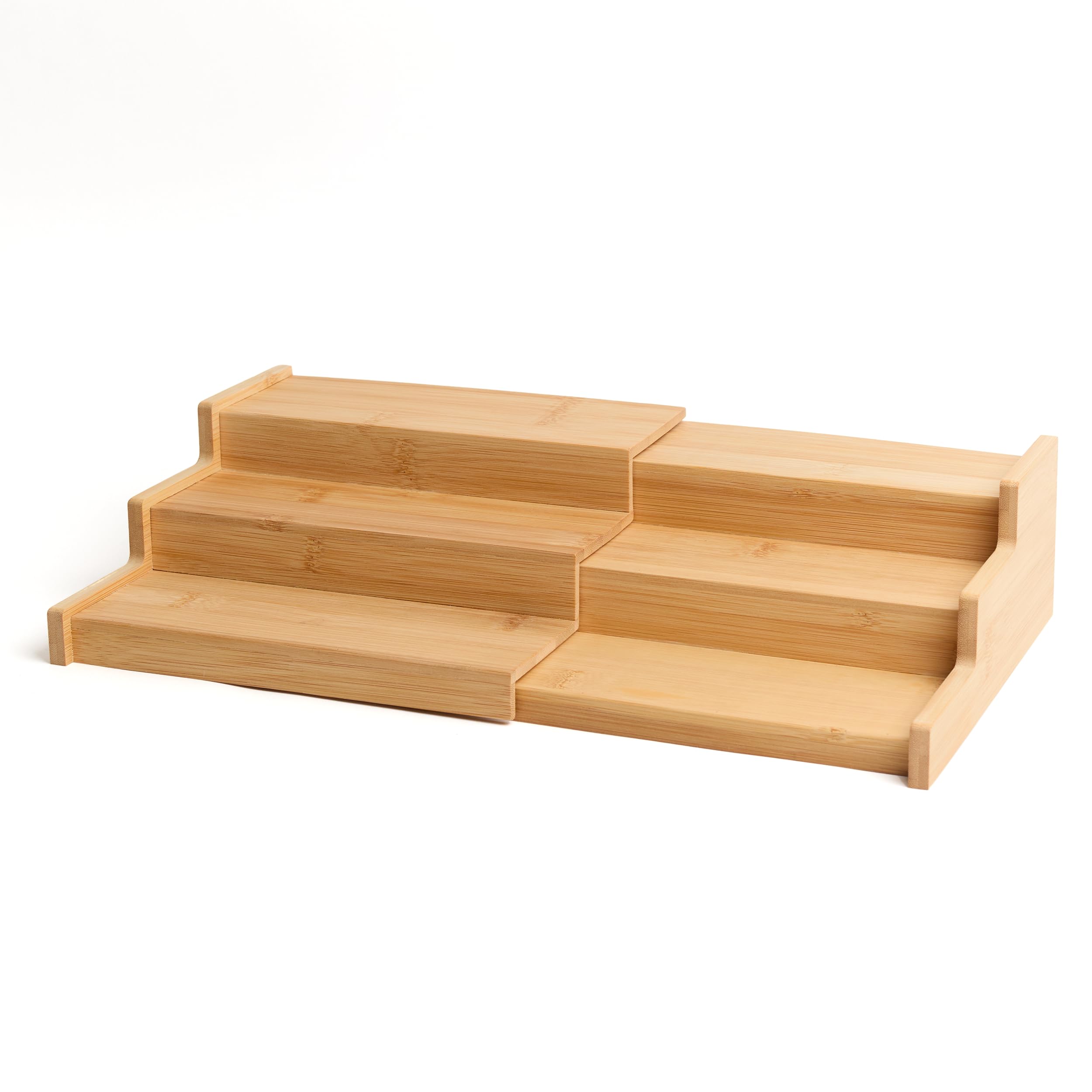 Livabl Expandable Bamboo Spice Rack Organiser – 3-Tier Spice Organiser for Kitchen Cupboards – Premium Bamboo Shelf for Spice Jars & Seasoning Storage