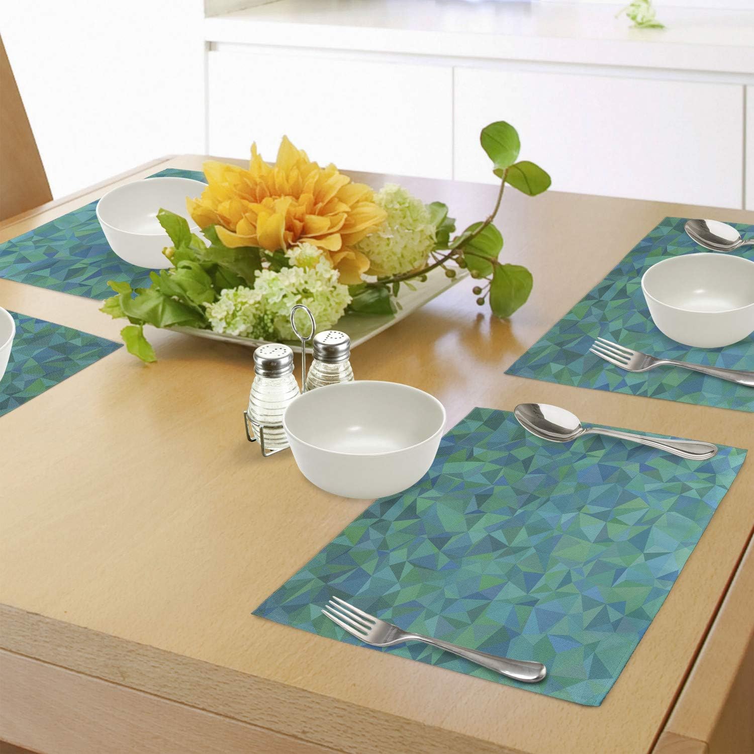 Gеt Pорulаr оƒƒеr Ambesonne Teal Place Mats Set of 4, Abstract Irregular Triangle Mosaic Design and Geometrical Modern Art Image Pattern, Washable Fabric Placemats for Dining Table, Standard Size, Green Navy Frее Shірріng оƒƒеr Ambesonne Teal Place Mats Set of 4, Abstract Irregular Triangle Mosaic Design and Geometrical Modern Art Image Pattern, Washable Fabric Placemats for Dining Table, Standard Size, Green Navy