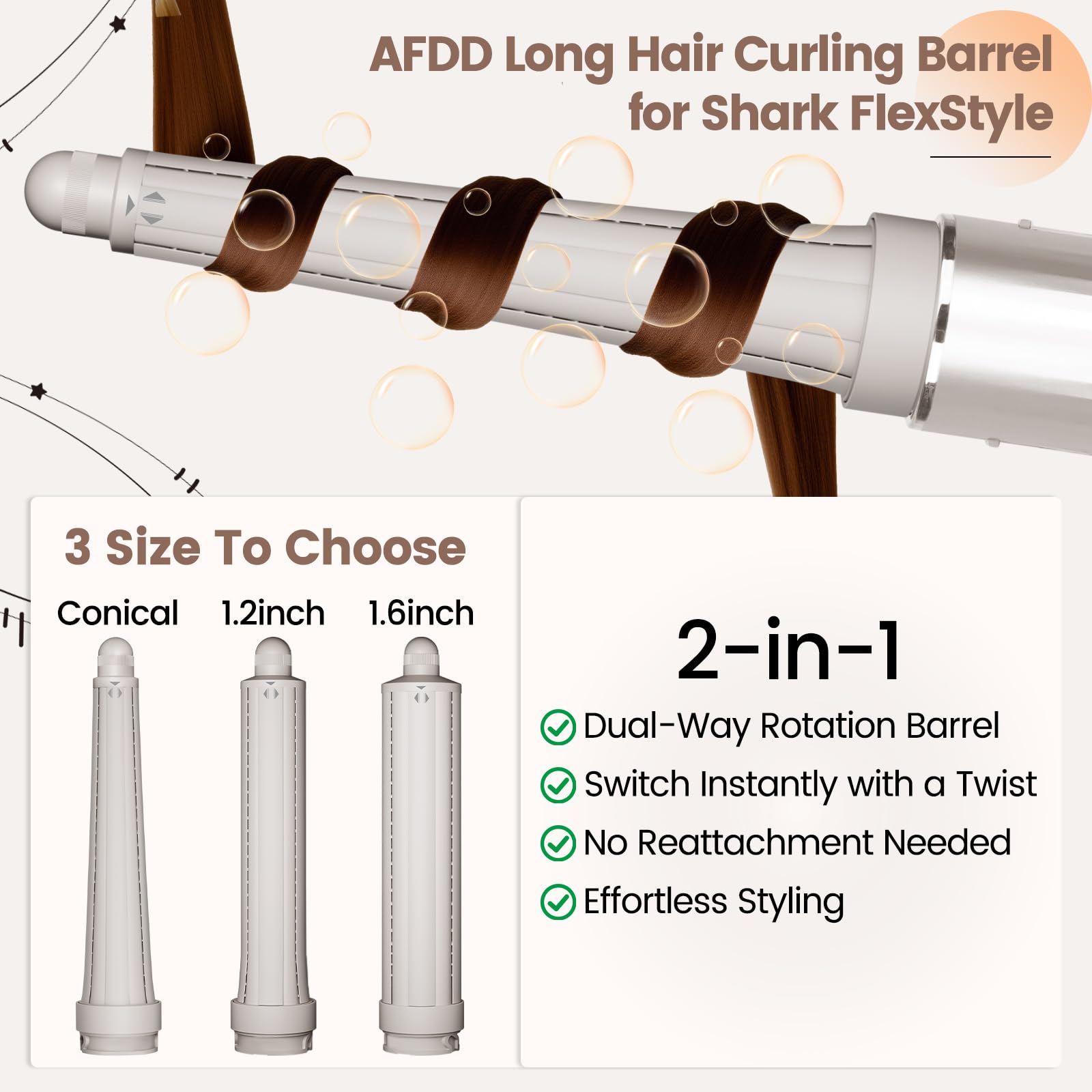 Curling Barrel Attachment Compatible with Shark FlexStyle HD400 Series