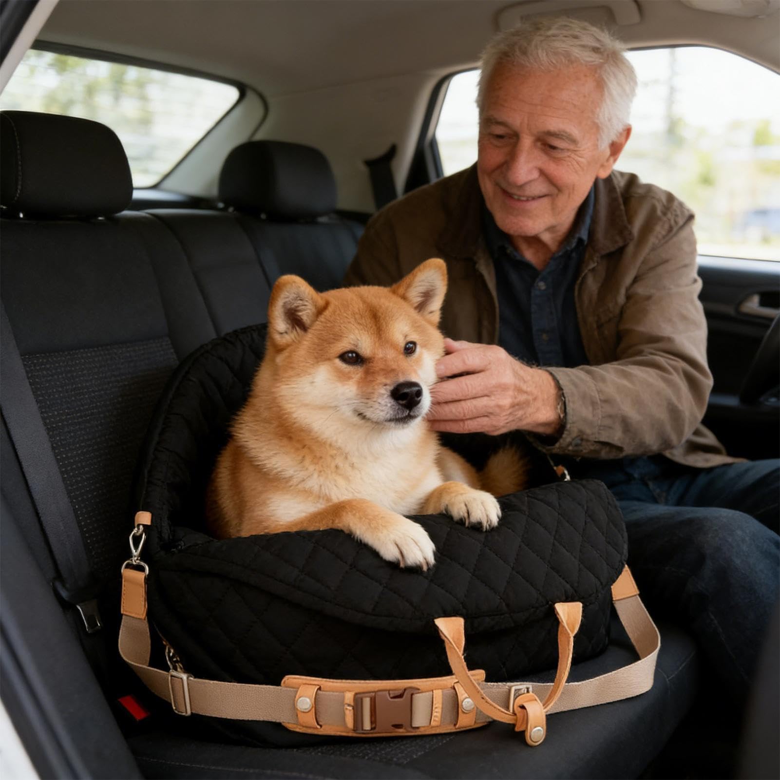 Asiento Canino Cama Suave Lavable portátil | Asiento Elevador y Transportín para Perros y Gatos para mascotas pequeñas, gatos, camionetas, SUV, viajes, camping y
