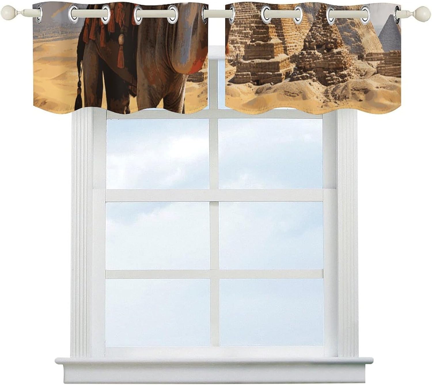 Pyramid Camel Valances for Window 2 Panels. Light Filtering Curtains Farmhouse Short Small Valance.Modern Curtains for Windows Living Room Kitchen Over Sink.