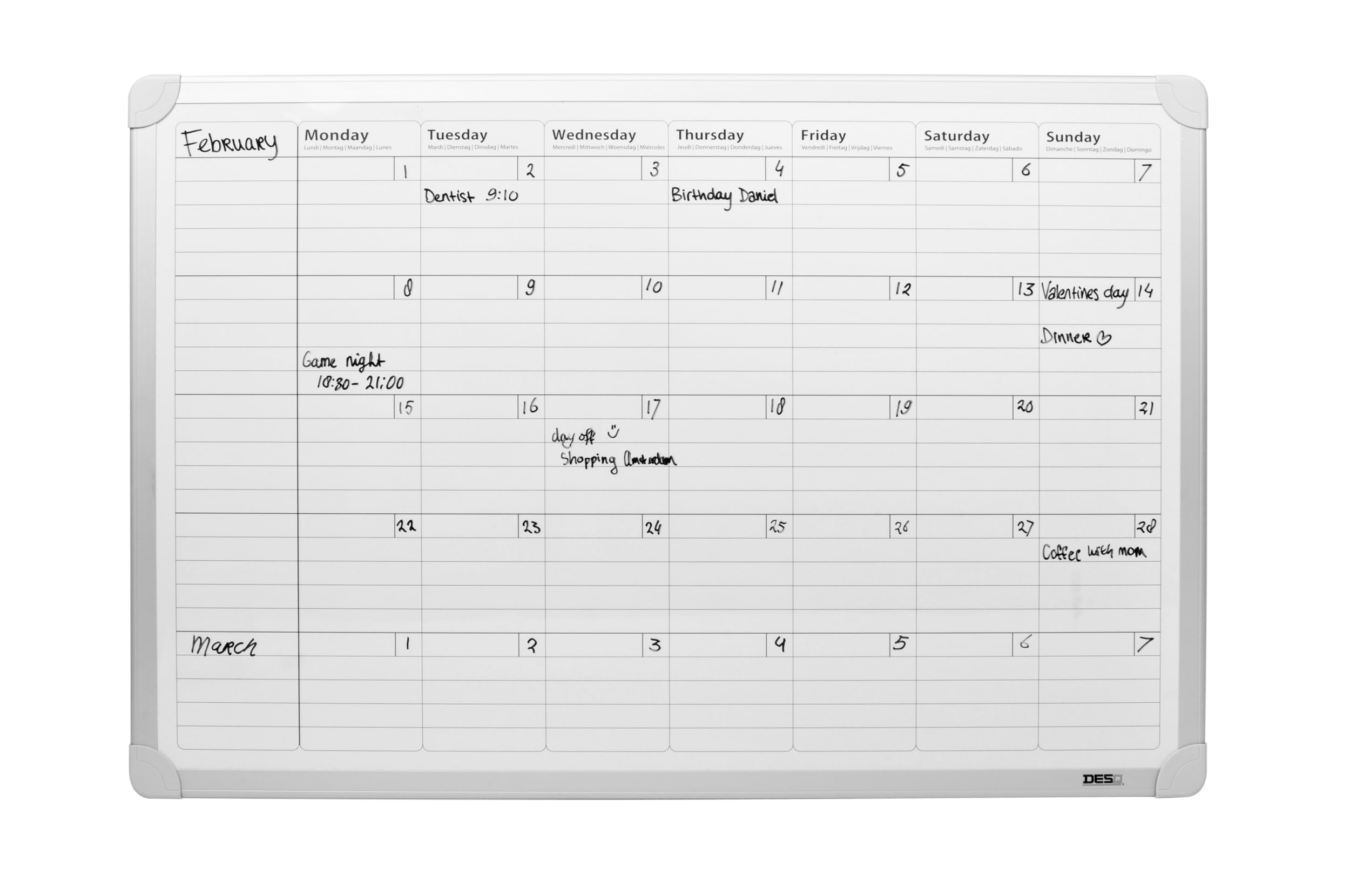 DESQ Planning mensuel - Magnétique, 60 x 90 cm, Cadre en aluminium, Business Classy Design, Français