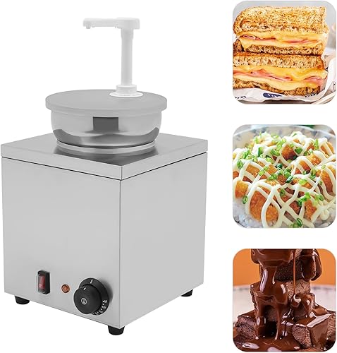 Miniatura 3 de Dispensador de queso Nacho de 1.06 galones, calentador de dulce de azúcar caliente de acero inoxidable con bomba, dispensador de dulce de azúcar