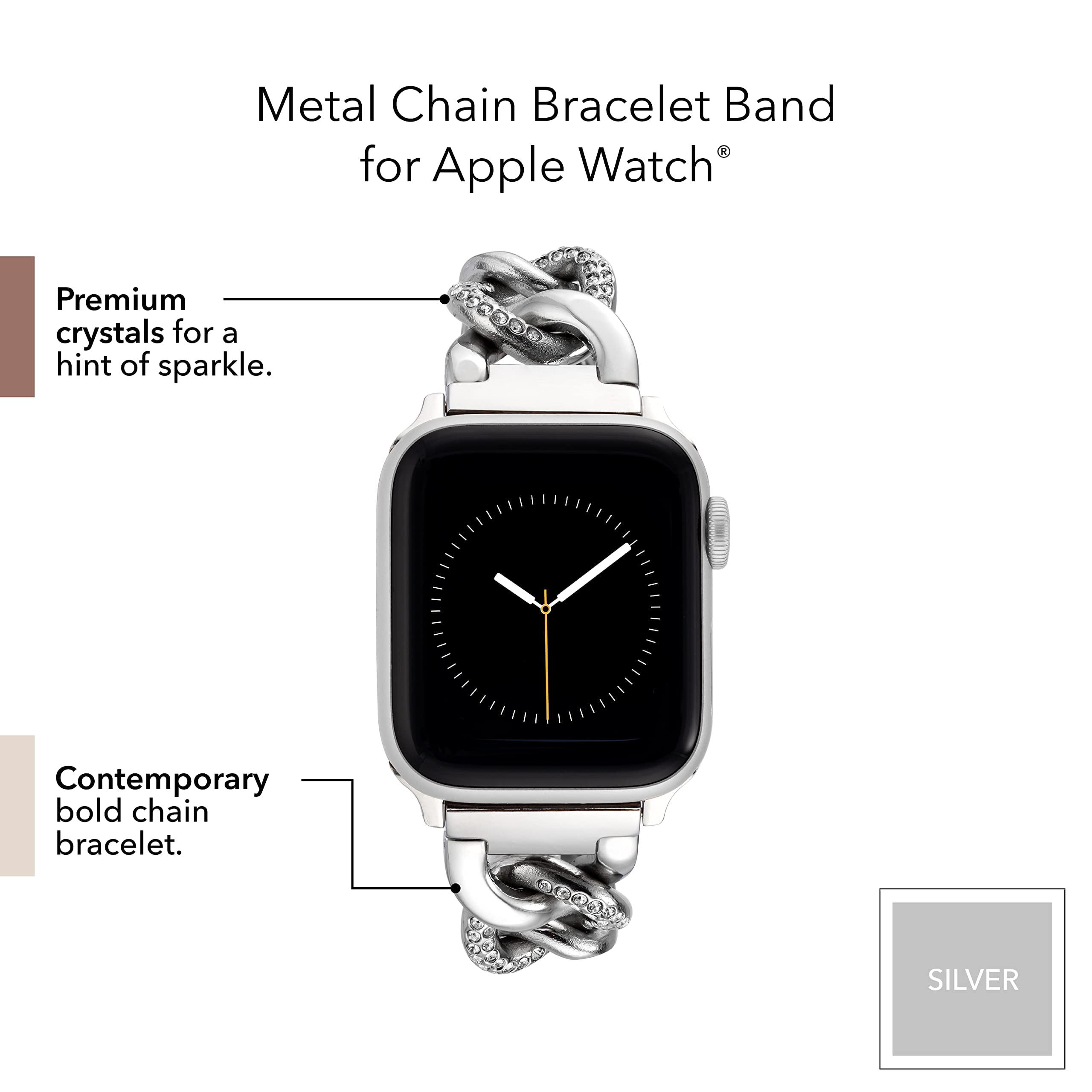 Anne Klein Bracelet tendance pour Apple Watch, sécurisé, réglable, bracelet de rechange pour Apple Watch, s'adapte à la plupart des poignets