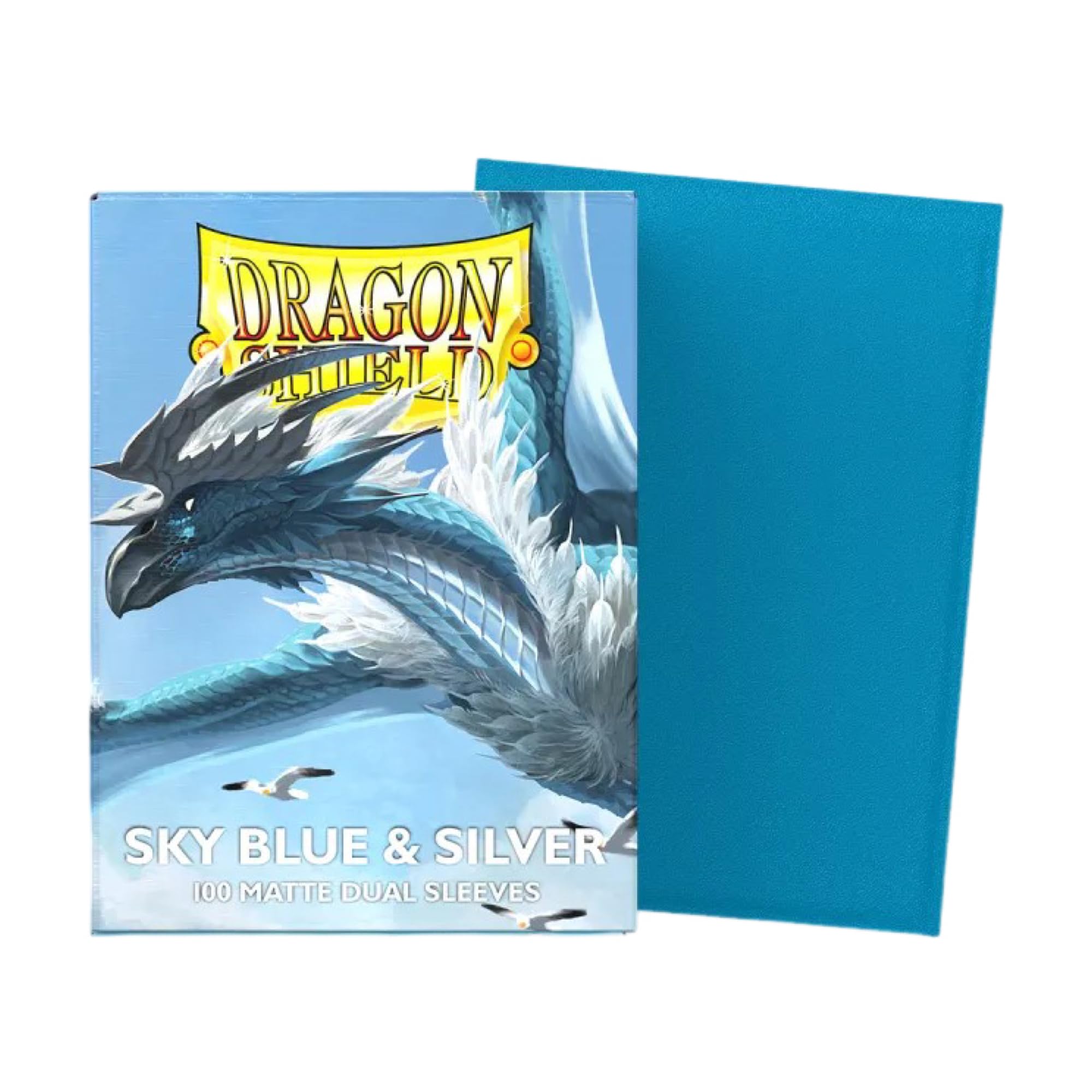 Dragon Shield | Matte Dual Standard Size Card Sleeves | 100ct - Smooth & Tough Premium TCG Sleeves - Compatible with Pokemon, One Piece, and Magic: The Gathering | Sky Blue & Silver - 4