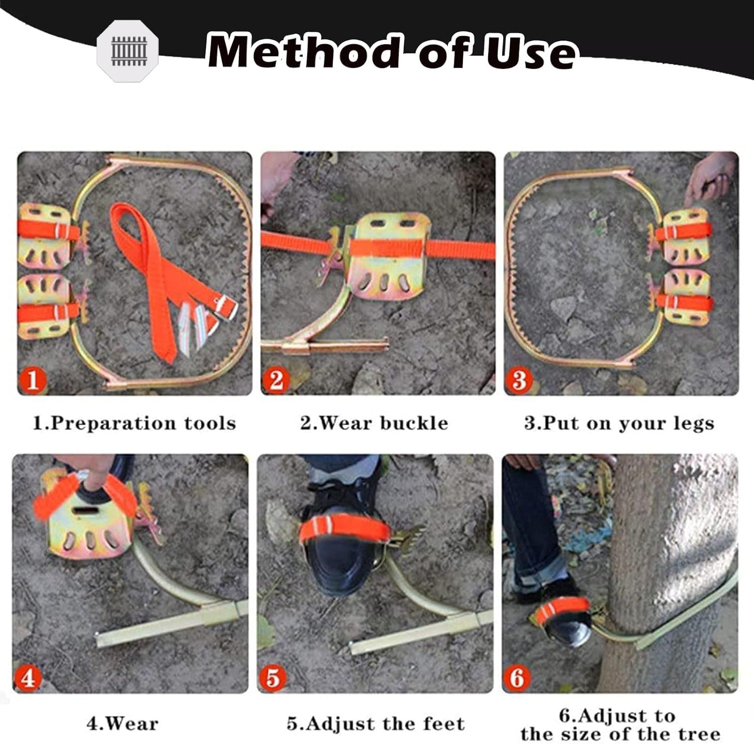 Hochleistungs-Baumsteigeisen, Tragkraft 150 kg, verstellbare Steigeisen aus Manganstahl für Stangen- und Obstpflücken, rutschfeste Gummierung, ergonomisches Design für sicheren Aufstieg